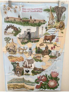 Vintage Republic Of South Africa Cotton Tea Towel Never Used 18” X 26”